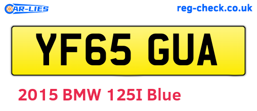YF65GUA are the vehicle registration plates.