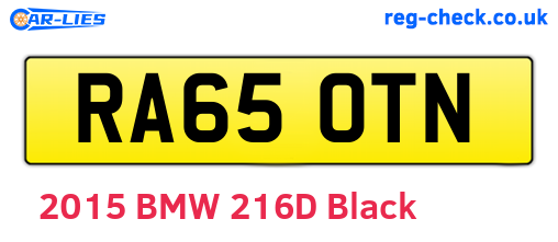 RA65OTN are the vehicle registration plates.