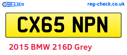 CX65NPN are the vehicle registration plates.