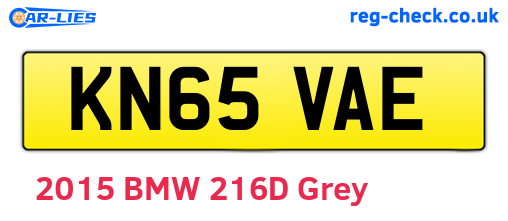 KN65VAE are the vehicle registration plates.