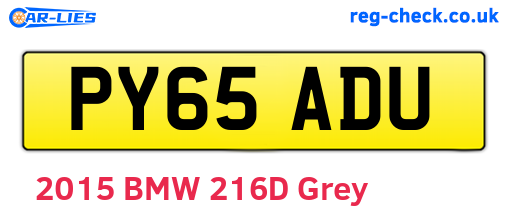 PY65ADU are the vehicle registration plates.