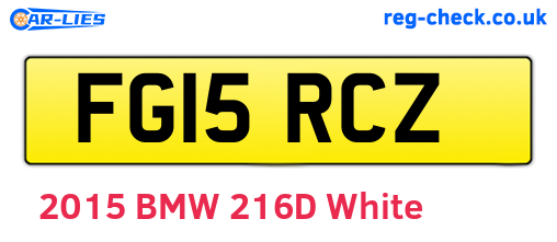 FG15RCZ are the vehicle registration plates.