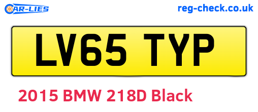 LV65TYP are the vehicle registration plates.