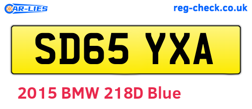 SD65YXA are the vehicle registration plates.