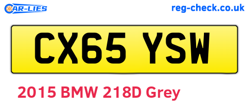 CX65YSW are the vehicle registration plates.