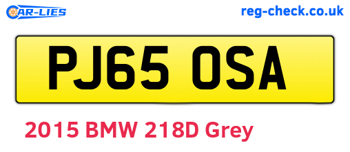 PJ65OSA are the vehicle registration plates.