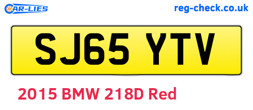 SJ65YTV are the vehicle registration plates.