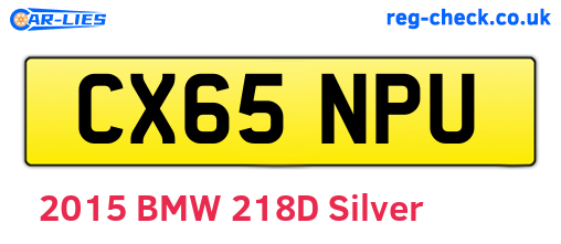 CX65NPU are the vehicle registration plates.