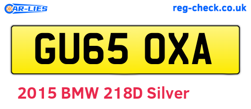 GU65OXA are the vehicle registration plates.