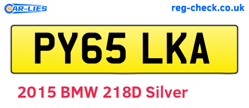 PY65LKA are the vehicle registration plates.