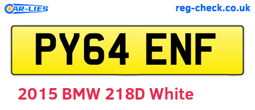 PY64ENF are the vehicle registration plates.