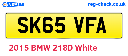 SK65VFA are the vehicle registration plates.