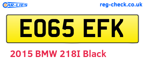 EO65EFK are the vehicle registration plates.