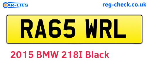RA65WRL are the vehicle registration plates.