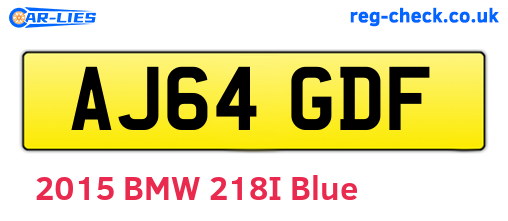 AJ64GDF are the vehicle registration plates.