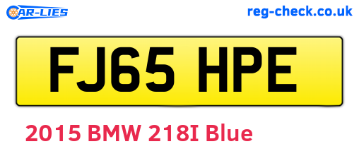 FJ65HPE are the vehicle registration plates.