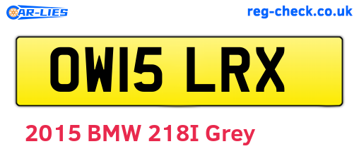 OW15LRX are the vehicle registration plates.