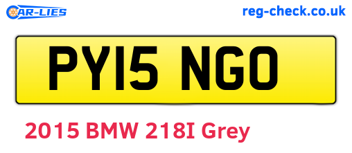 PY15NGO are the vehicle registration plates.