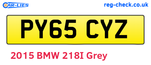 PY65CYZ are the vehicle registration plates.