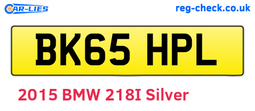BK65HPL are the vehicle registration plates.