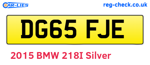 DG65FJE are the vehicle registration plates.