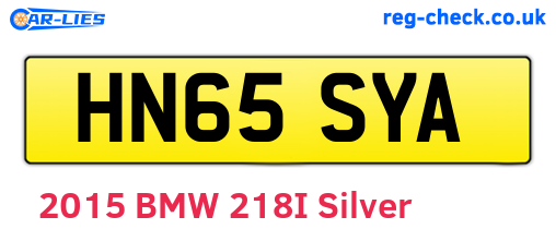 HN65SYA are the vehicle registration plates.