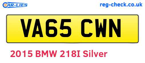 VA65CWN are the vehicle registration plates.