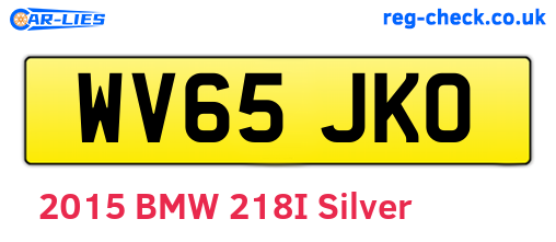 WV65JKO are the vehicle registration plates.