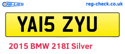 YA15ZYU are the vehicle registration plates.
