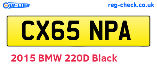 CX65NPA are the vehicle registration plates.