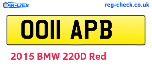 OO11APB are the vehicle registration plates.