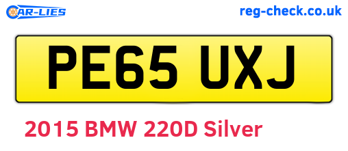 PE65UXJ are the vehicle registration plates.