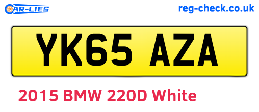 YK65AZA are the vehicle registration plates.