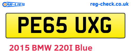 PE65UXG are the vehicle registration plates.