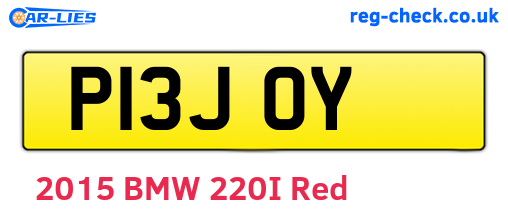 P13JOY are the vehicle registration plates.