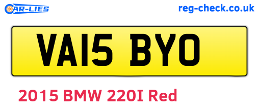 VA15BYO are the vehicle registration plates.