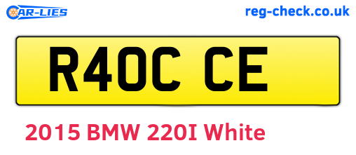 R40CCE are the vehicle registration plates.