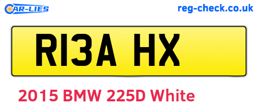 R13AHX are the vehicle registration plates.