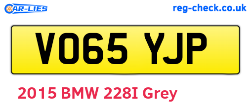 VO65YJP are the vehicle registration plates.
