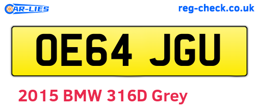 OE64JGU are the vehicle registration plates.