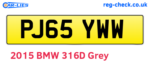PJ65YWW are the vehicle registration plates.