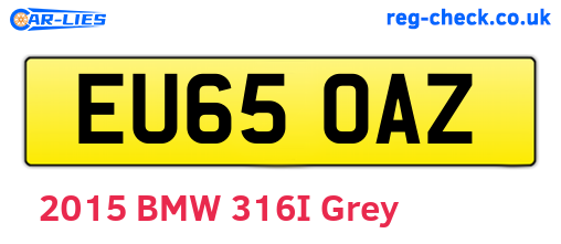 EU65OAZ are the vehicle registration plates.