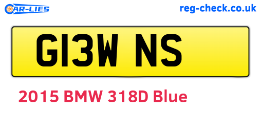 G13WNS are the vehicle registration plates.