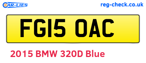 FG15OAC are the vehicle registration plates.