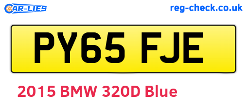 PY65FJE are the vehicle registration plates.
