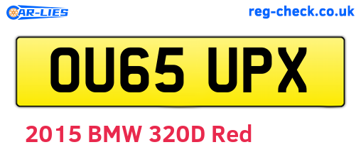 OU65UPX are the vehicle registration plates.