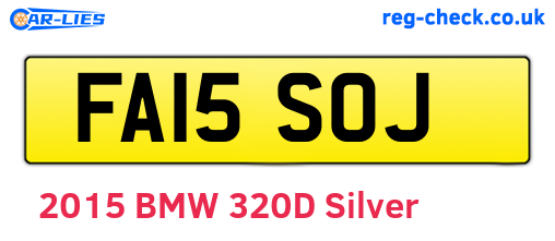 FA15SOJ are the vehicle registration plates.