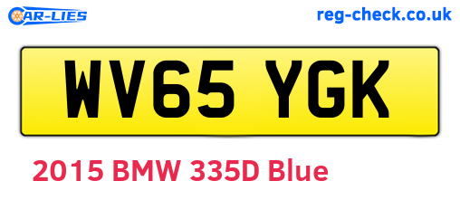 WV65YGK are the vehicle registration plates.
