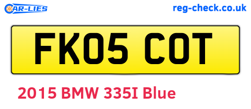 FK05COT are the vehicle registration plates.