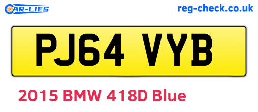 PJ64VYB are the vehicle registration plates.